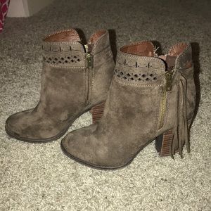 Brown suede booties